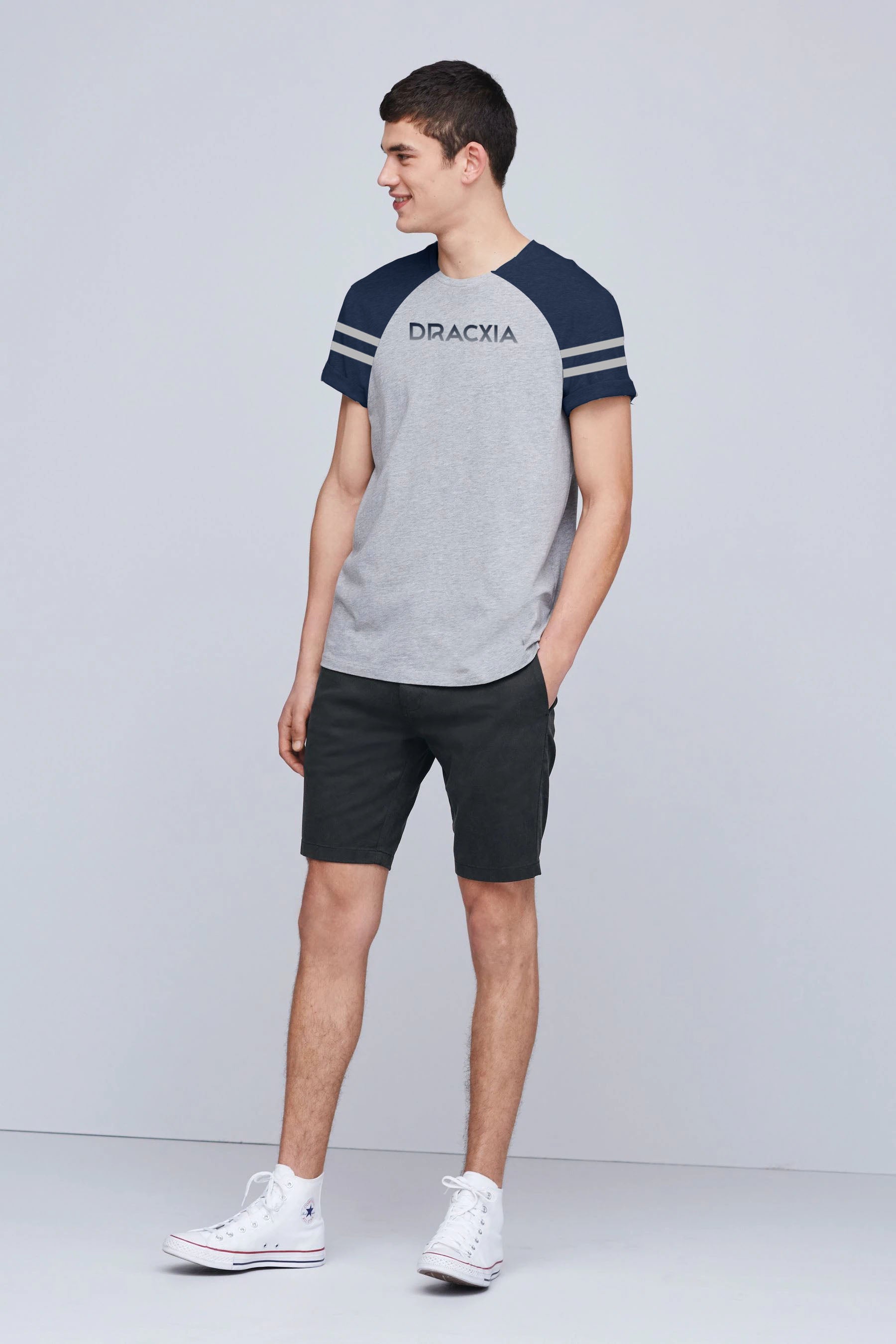 Raglan Grey & Navy Short Sleeve