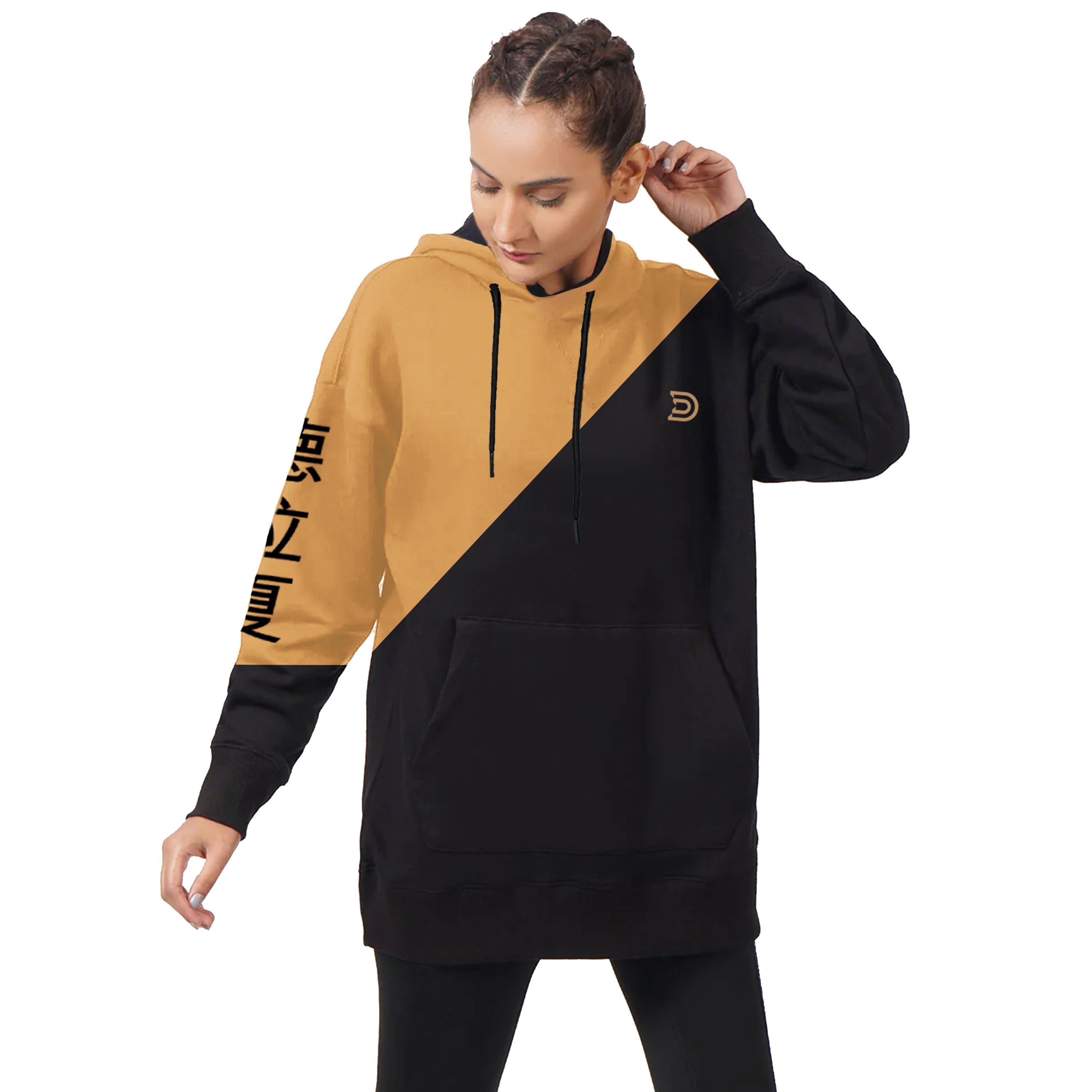 Oblique zipper hoodie discount women's