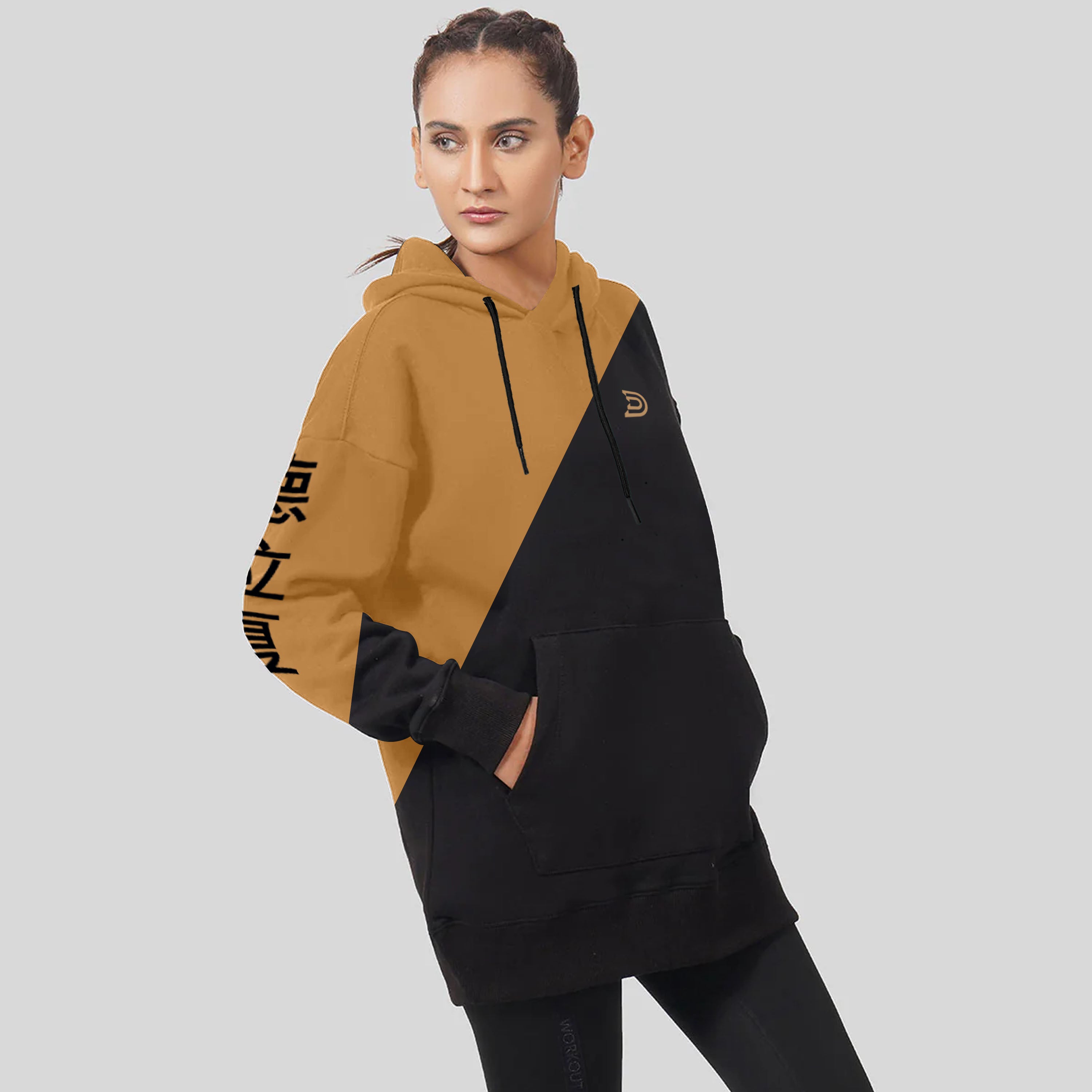 Women's Oblique Comfort+ Hoodie Beige/Black