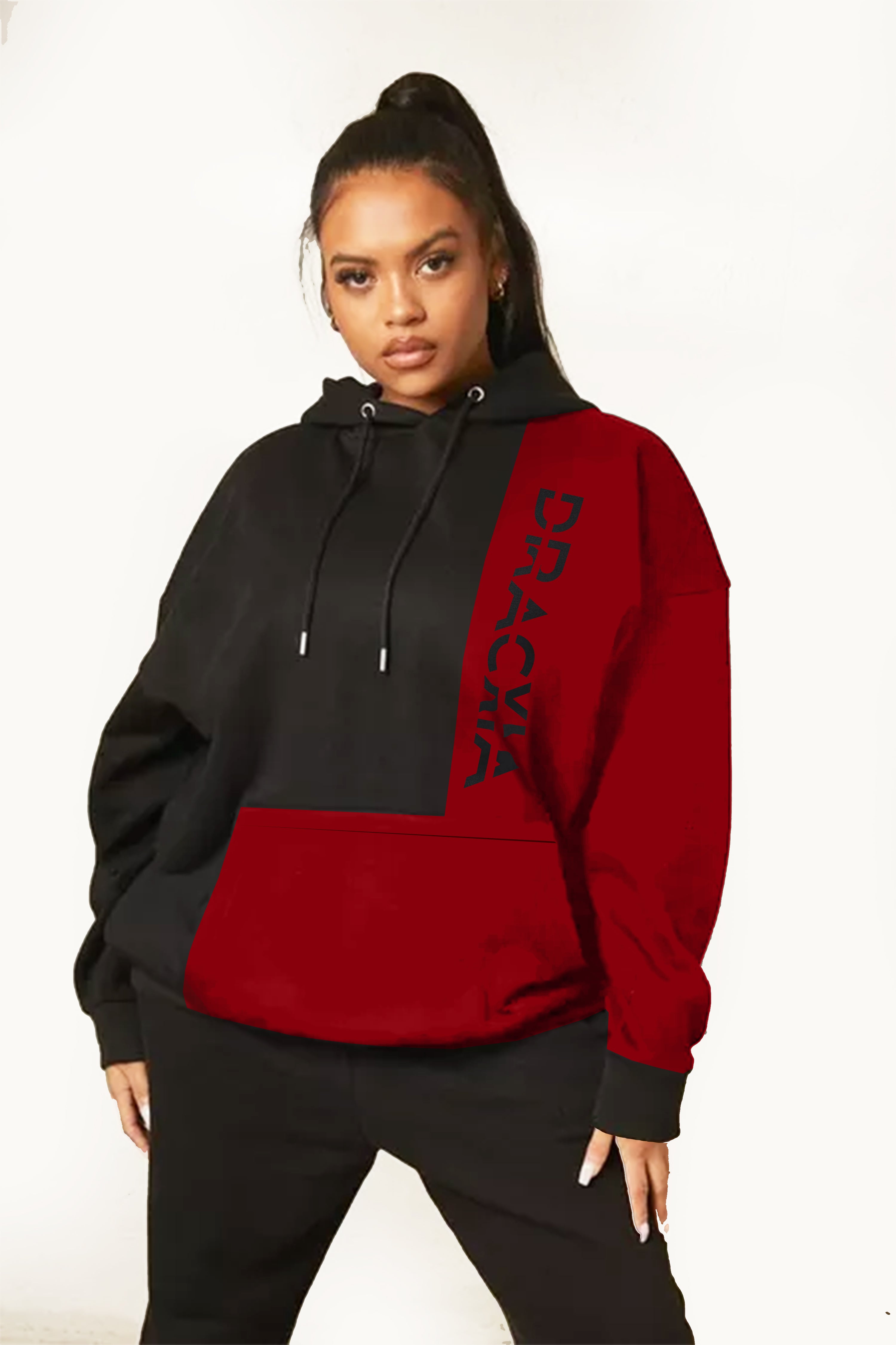 Black and 2025 red hoodie women's